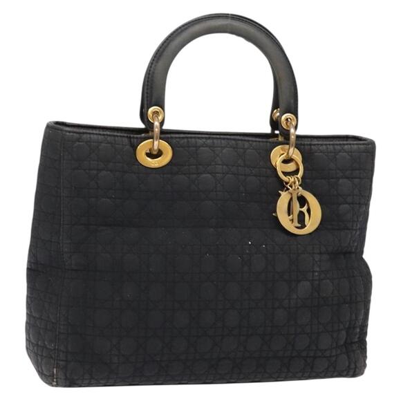 DIOR Canage Hand Bag Canvas Black Gold - Picture 1 of 13